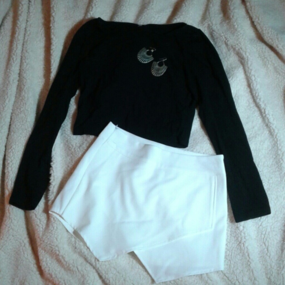 Asymmetrical White Shorts